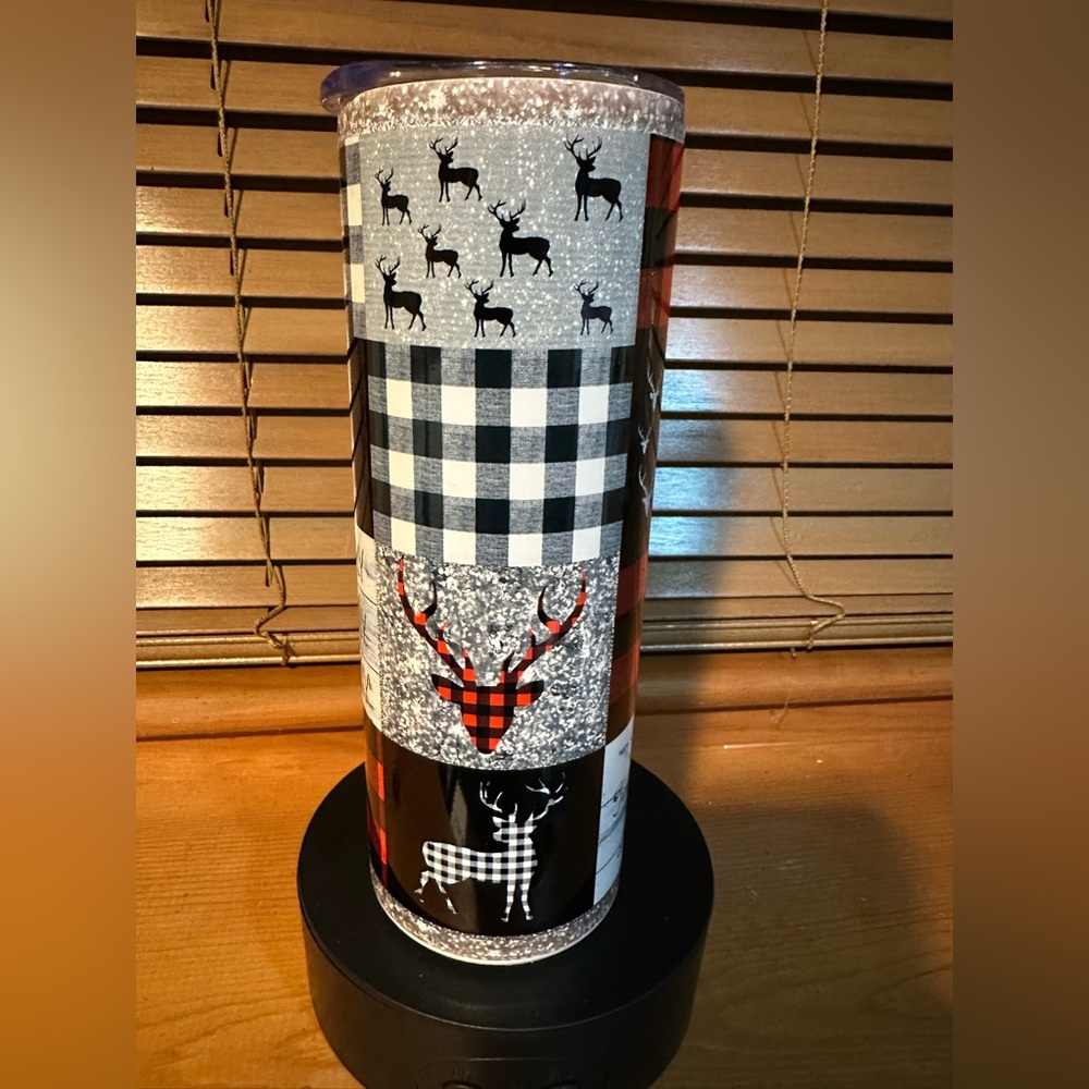 Buffalo Plaid Holiday Tumbler | Red & Black Plaid Winter Drink Cup